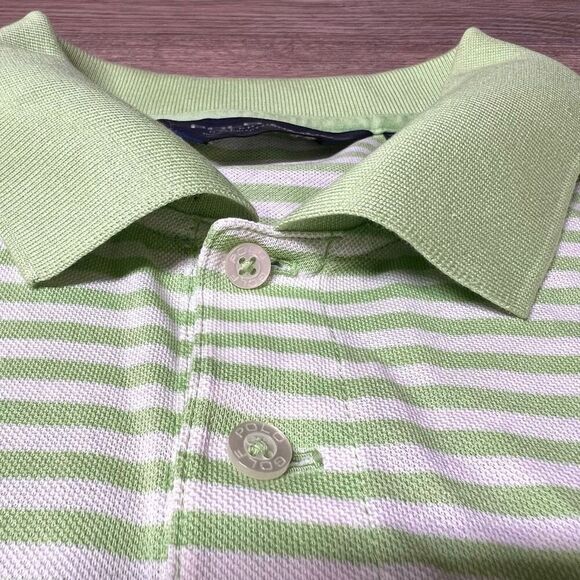 POLO Golf Ralph Lauren Men's Green White Striped Classic Polo Shirt Size Large - Picture 3 of 5